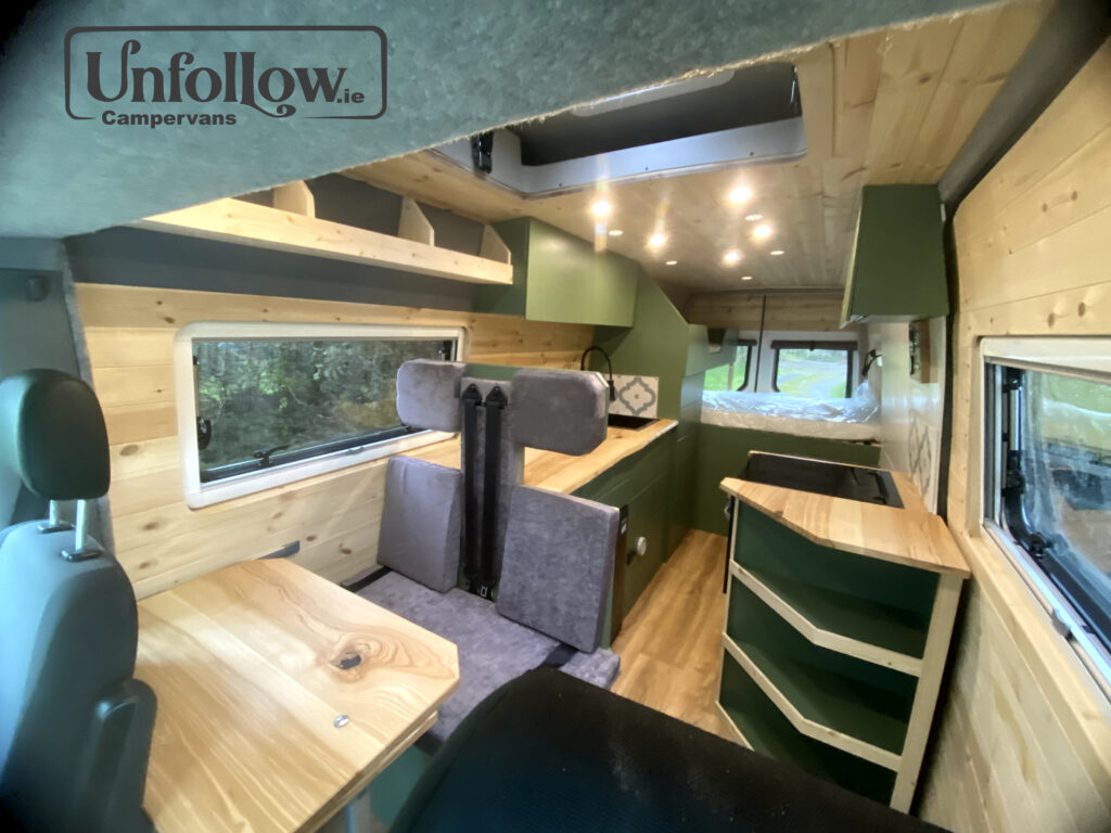 This Unfollow Camper is not only beautiful and functional, it also provides ample space for a family of four, features a pop-up roof, air conditioning, hot water supply and even an outside shower.